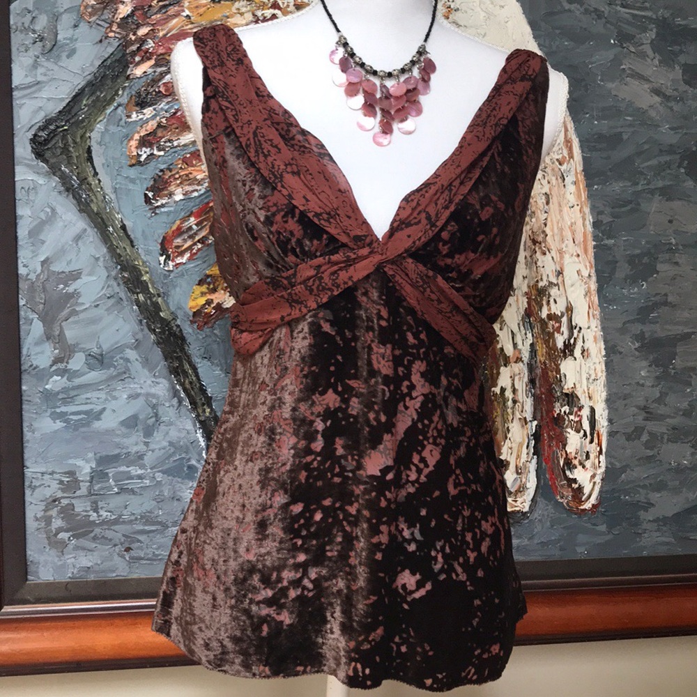 Elie Tahari beautiful Devore (burnout) dressy top